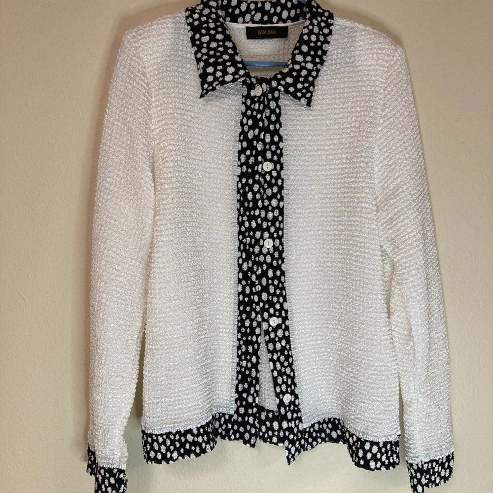 Baia Baia 2 Piece Set Cardigan & Top Popcorn Fabric Size XL Shirt and Jacket - Picture 5 of 8